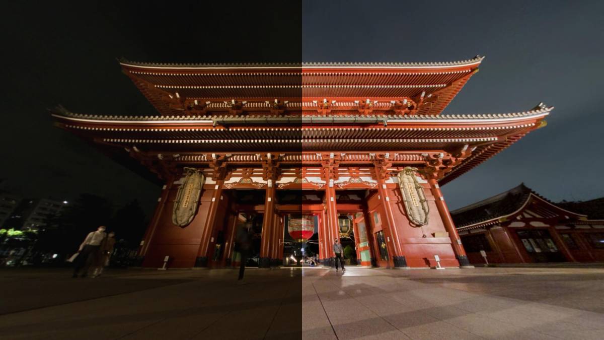 Japońska budowla w nocy